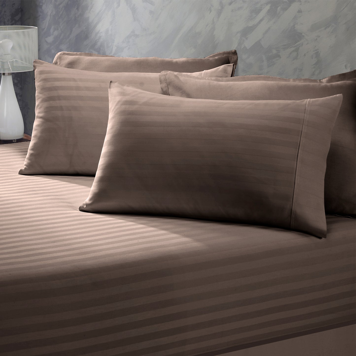 Royal Comfort 1200TC COTTON STRIPE -3PC FITTED COMBO SETS KING CHARCOAL