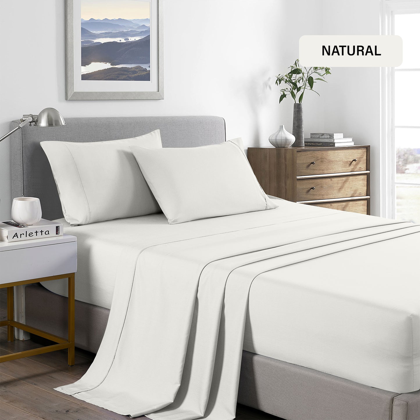 Royal Comfort Bamboo Cooling 2000TC Sheet Set Queen - Natural