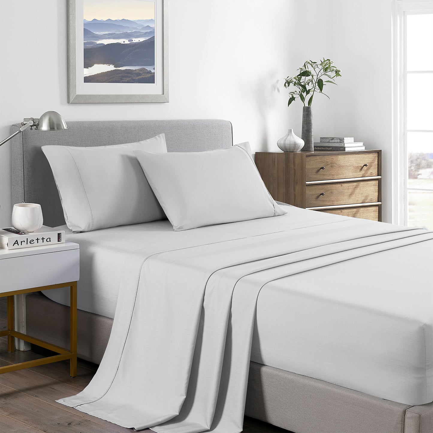 Royal Comfort Bamboo Cooling 2000TC Sheet Set King - Pearl Stone
