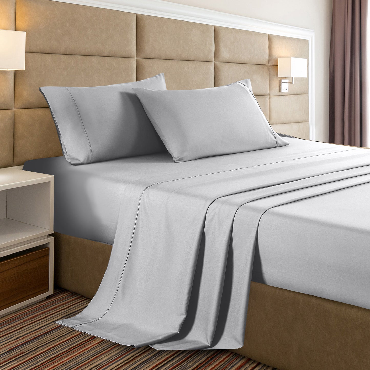 Casa Decor Bamboo Cooling 2000 TC Sheet Set Single Stonewash Grey