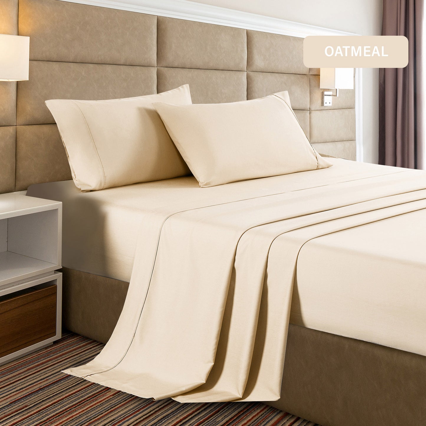 Casa Decor Bamboo Cooling 2000 TC Sheet Set Single Oatmeal