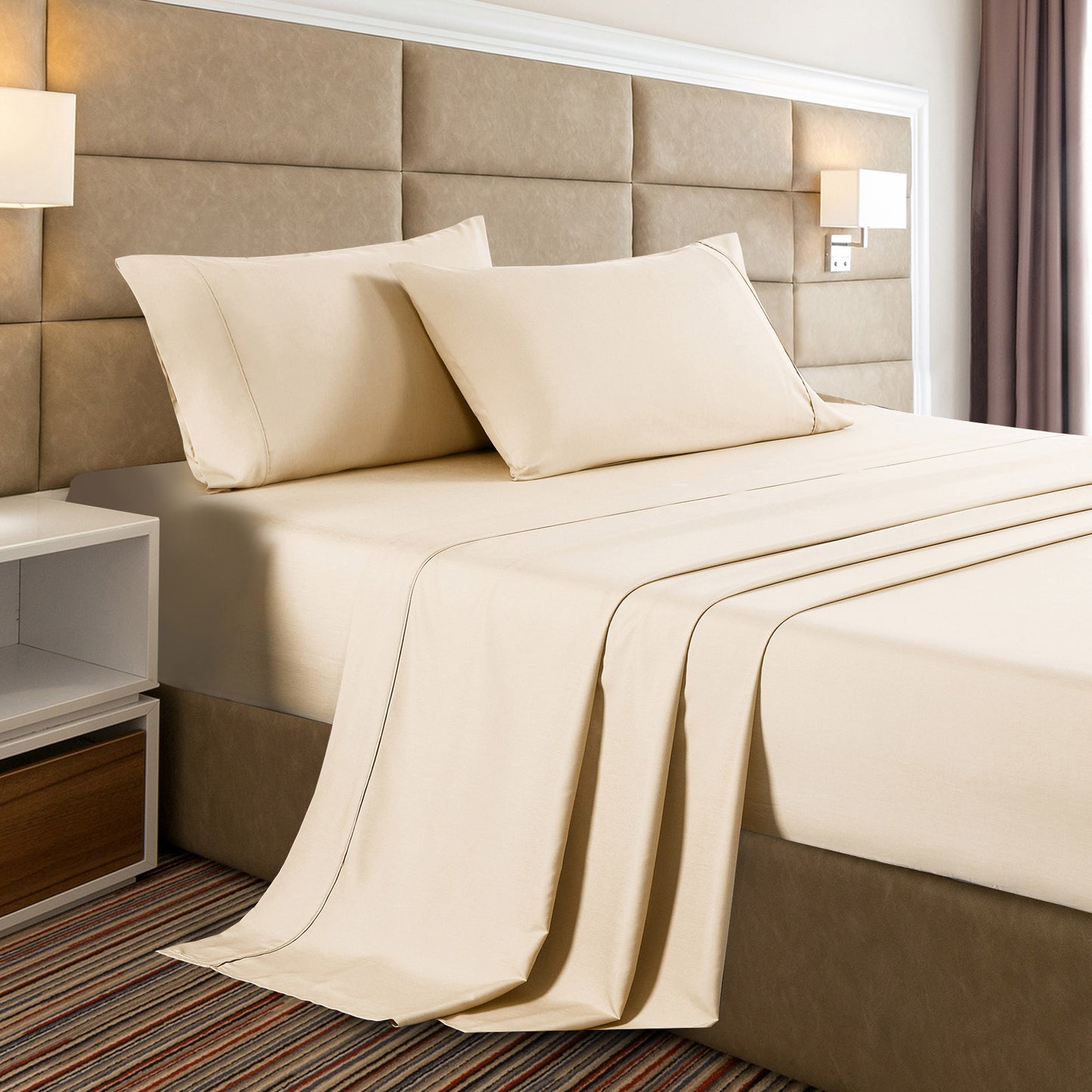 Casa Decor Bamboo Cooling 2000 TC Sheet Set King Oatmeal