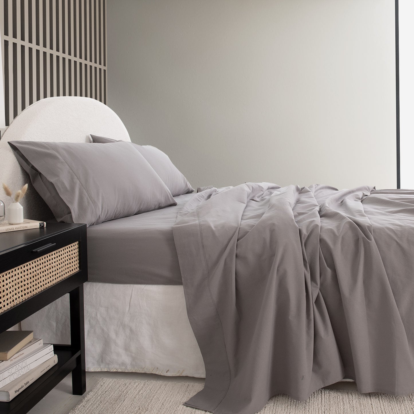 Royal Comfort Vintage Washed 100 % Cotton Sheet Set Single - Grey