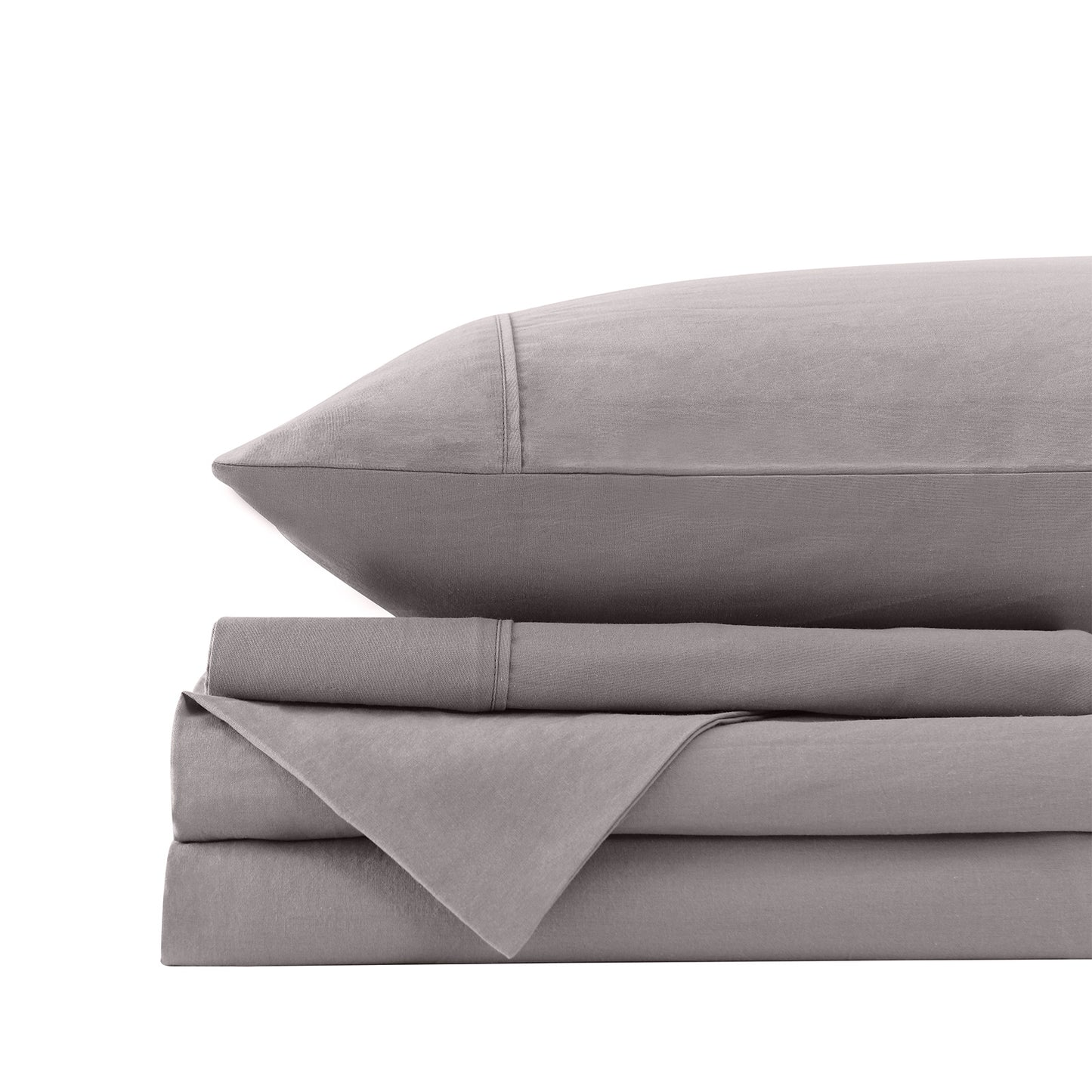 Royal Comfort Vintage Washed 100 % Cotton Sheet Set Single - Grey