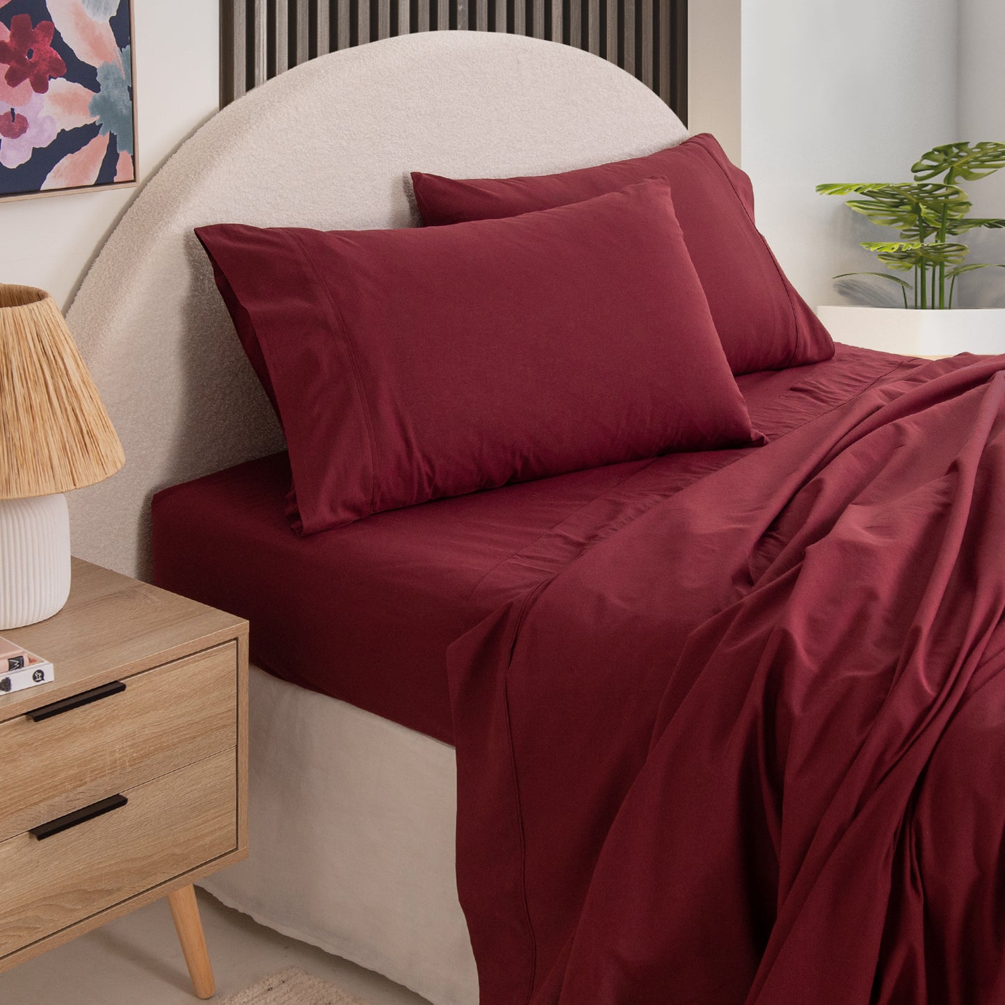 Royal Comfort Vintage Washed 100% Cotton Sheet Set Queen- Mulled Wine