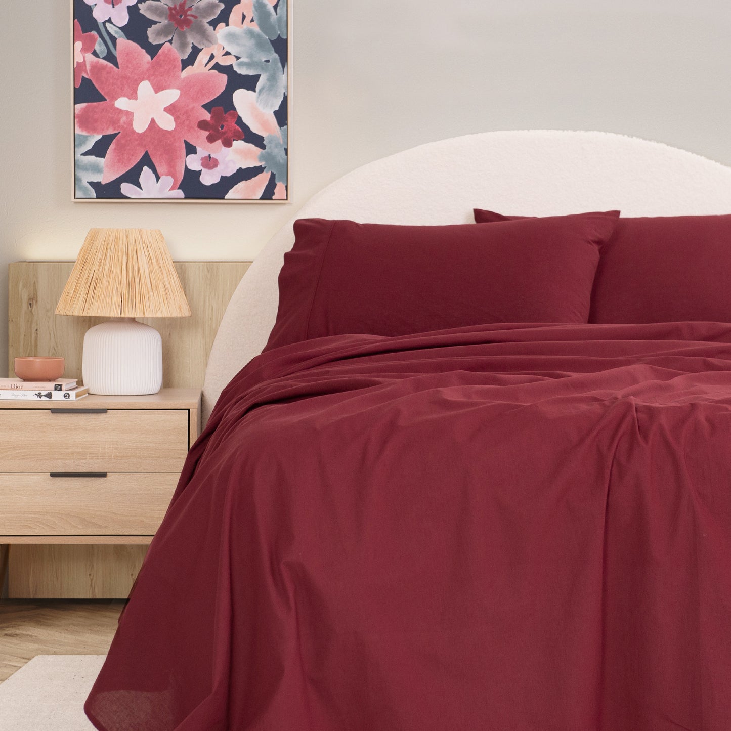 Royal Comfort Vintage Washed 100% Cotton Sheet Set Queen- Mulled Wine