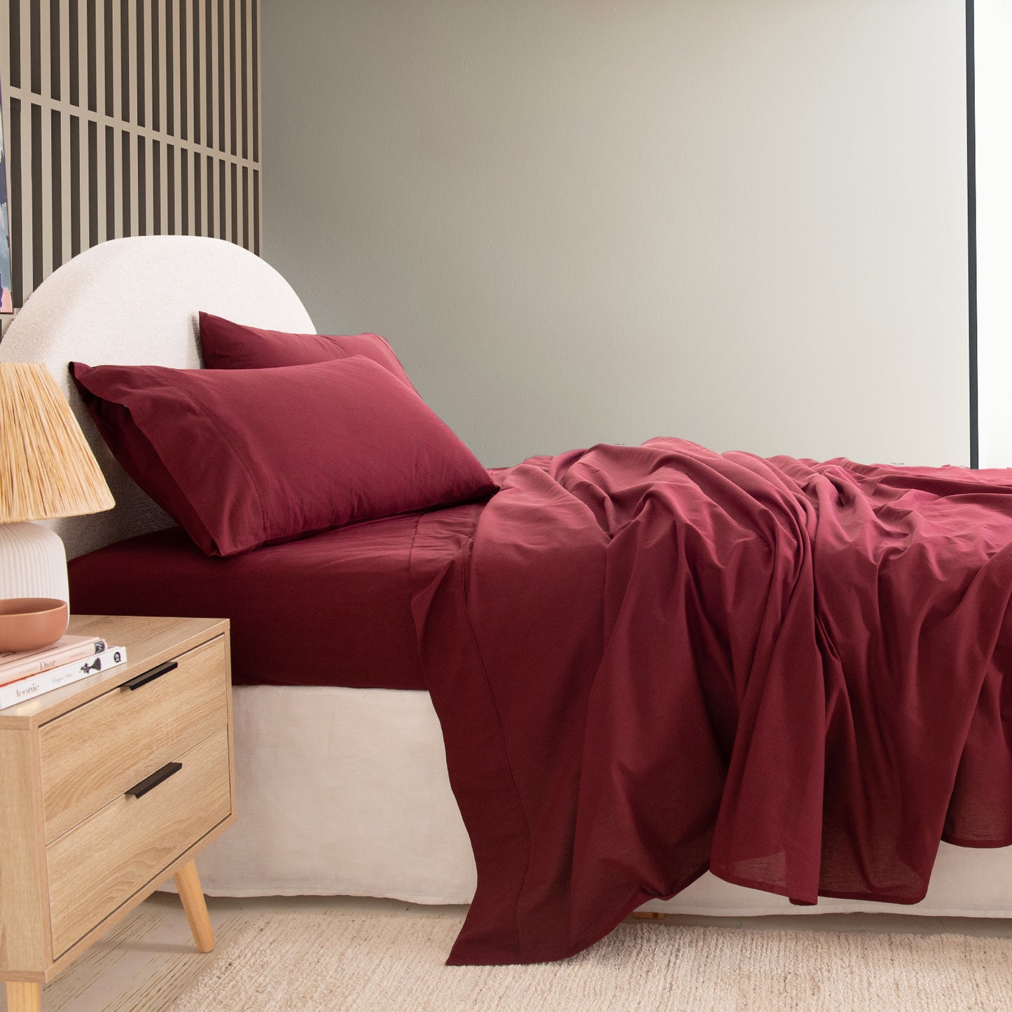 Royal Comfort Vintage Washed 100% Cotton Sheet Set Queen- Mulled Wine