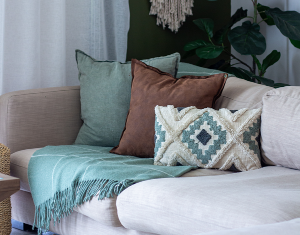 Brighton Throw - 100% NZ Wool - Sage Striped - DecorHouse.com.au