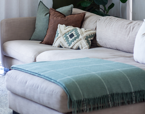Brighton Throw - 100% NZ Wool - Sage Striped - DecorHouse.com.au