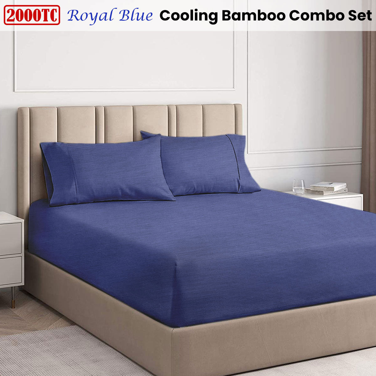 Ramesses Royal Blue 2000TC Cooling Bamboo Combo Set Double
