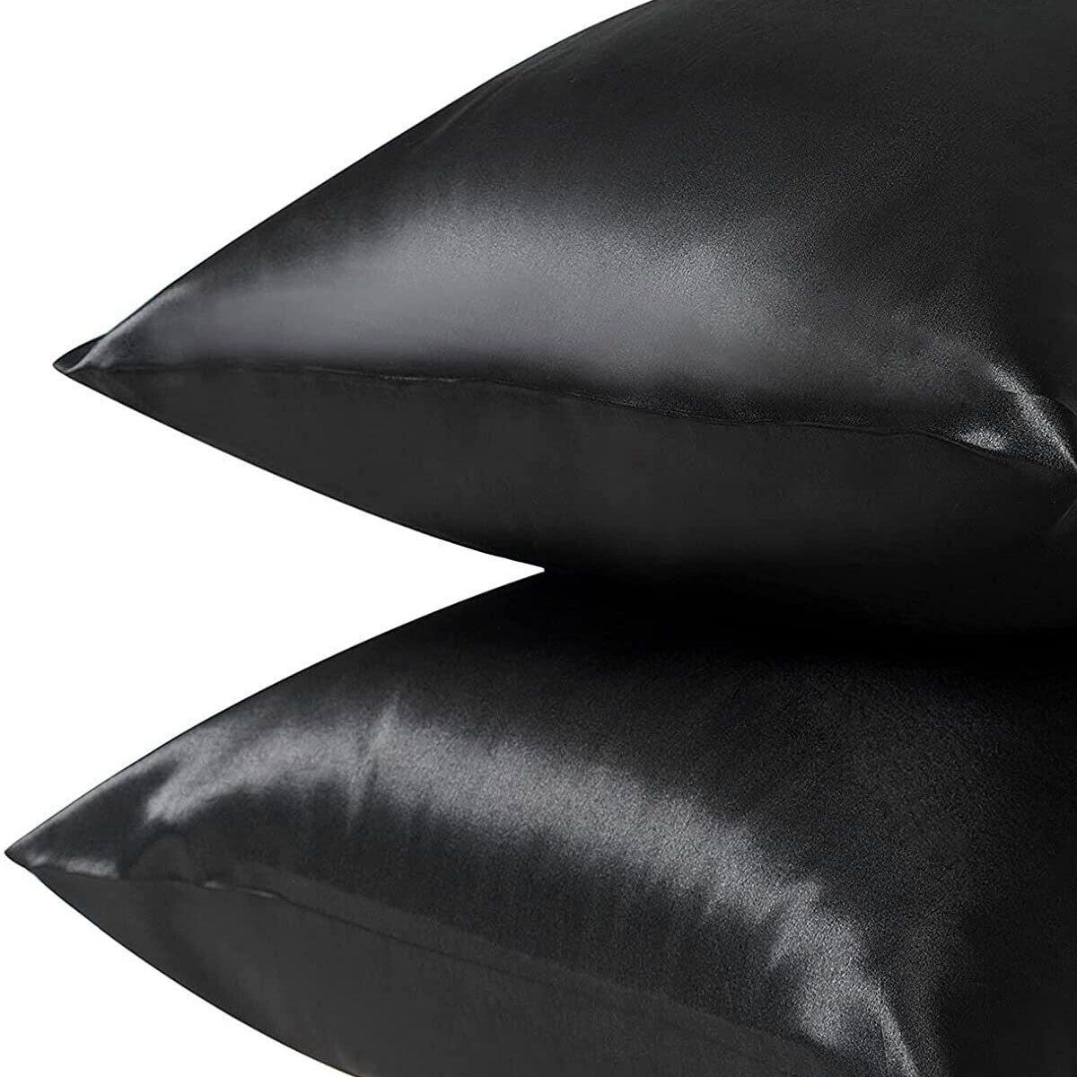 Pair of King Satin Silk Pillowcases with Envelope Closure 51 x 102 cm Grey