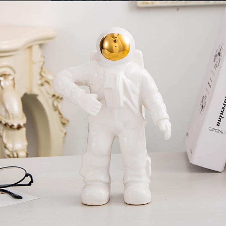 Salute Astronaut Ceramic Vase - Tabletop Decor with Dried Flowers - Silver