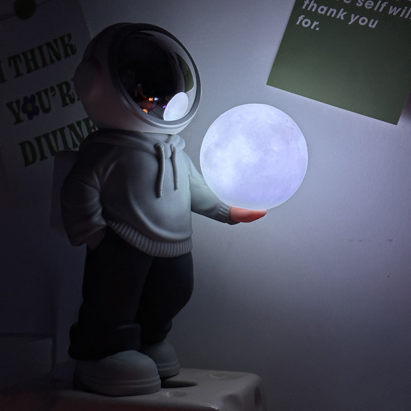 Creative Astronaut Bluetooth Speaker with 3D Starry Sky Lighting (grey top + navy blue pants)