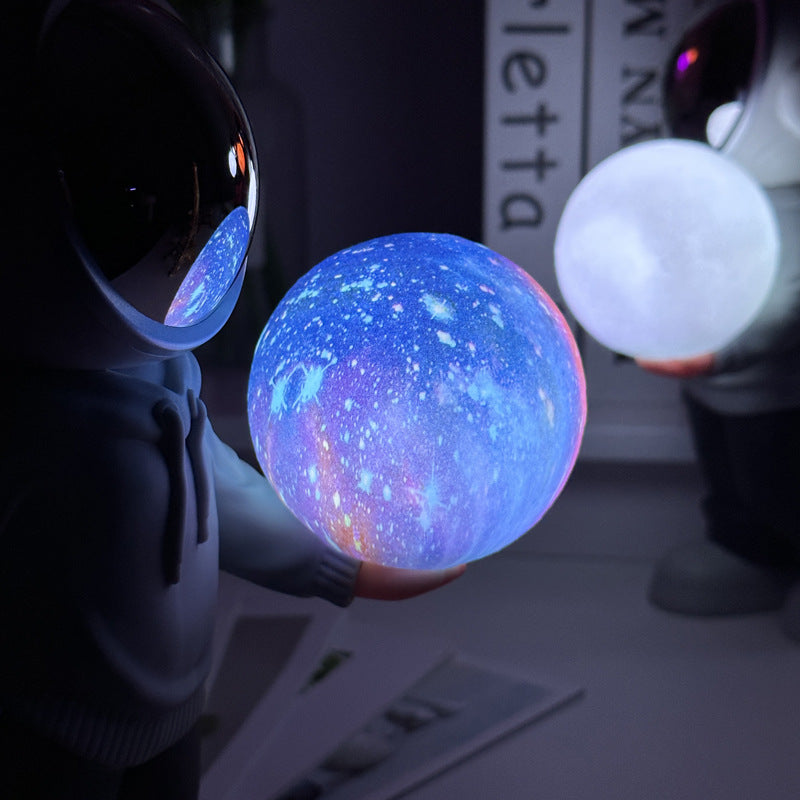 Creative Astronaut Bluetooth Speaker with 3D Starry Sky Lighting (grey top + navy blue pants)
