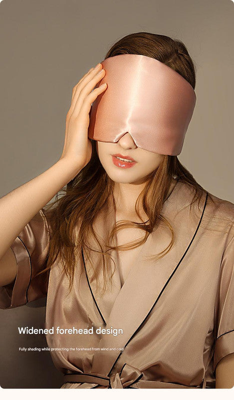 Pink Luxury 19 Momme Mulberry Silk Sleep Mask - Total Blackout Comfort, Wide Design & Adjustable Strap