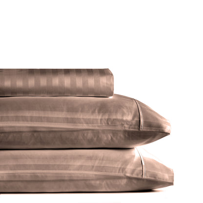 Royal Comfort 1200TC COTTON STRIPE -3PC FITTED COMBO SETS KING CHARCOAL