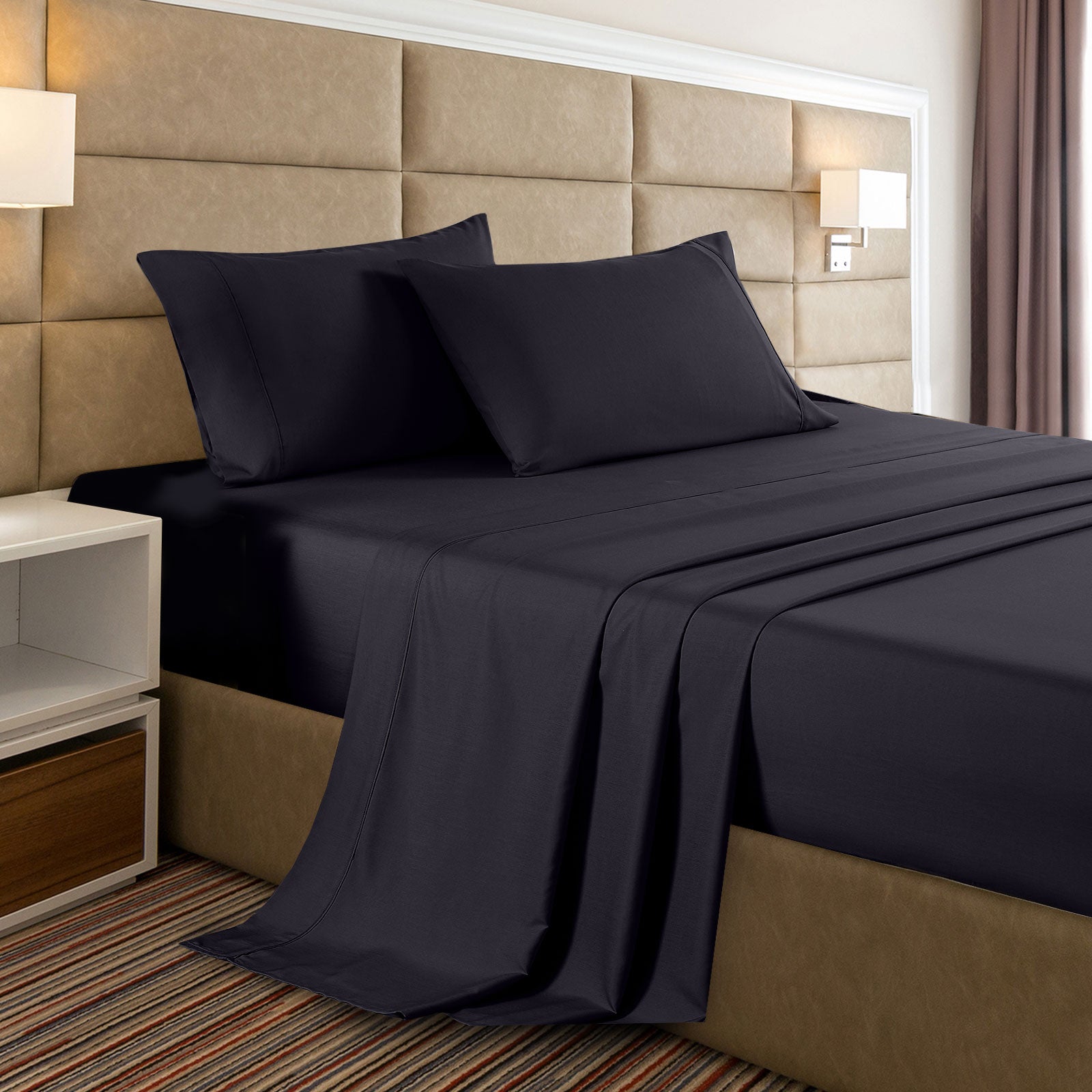 Casa Decor Bamboo Cooling  2000 TC Sheet Set Single Charcoal
