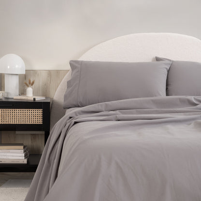 Royal Comfort Vintage Washed 100 % Cotton Sheet Set Single - Grey