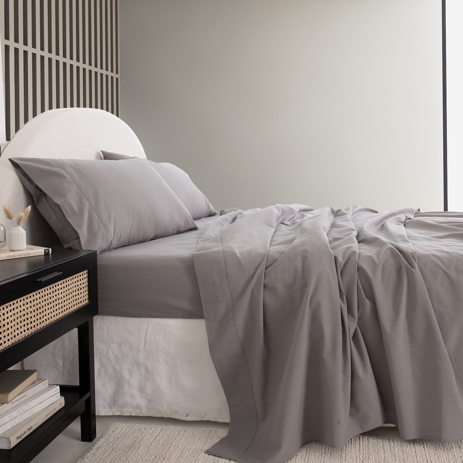 Royal Comfort Vintage Washed 100 % Cotton Sheet Set Single - Grey
