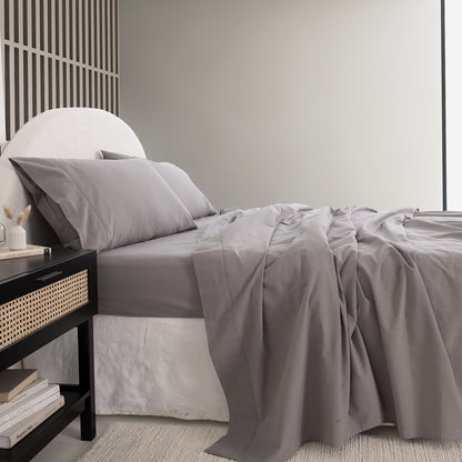 Royal Comfort Vintage Washed 100 % Cotton Sheet Set Single - Grey