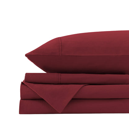 Royal Comfort Vintage Washed 100% Cotton Sheet Set Queen- Mulled Wine