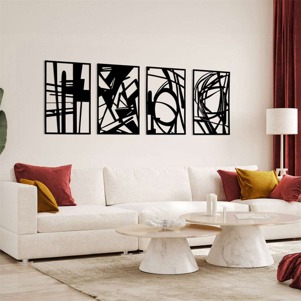 Yezi Metal Wall Art 4Pcs Abstract Minimalist Line Decor-1910149776226258950