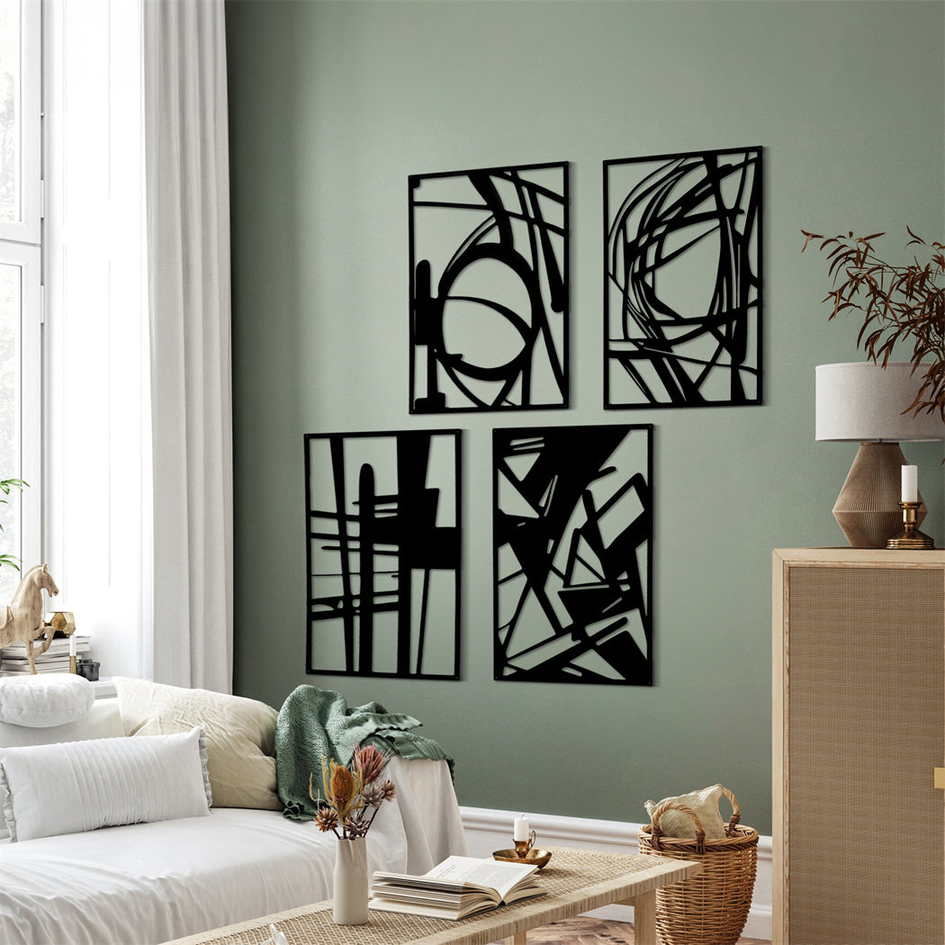 Yezi Metal Wall Art 4Pcs Abstract Minimalist Line Decor-1910149776226258951