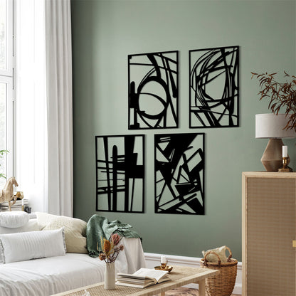 Yezi Metal Wall Art 4Pcs Abstract Minimalist Line Decor-1910149776226258951