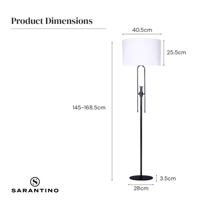 Sarantino Height-Adjustable Metal Floor Lamp Matte Black - DecorHouse.com.au