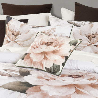 Bianca Somerset White Cotton Sateen Floral Quilt Cover Set King