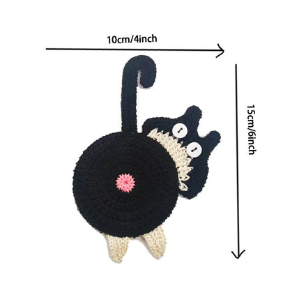 Grey Cat Butt Coasters 3-Piece Set - Cute Knitted Drink Coasters for Cat Lovers