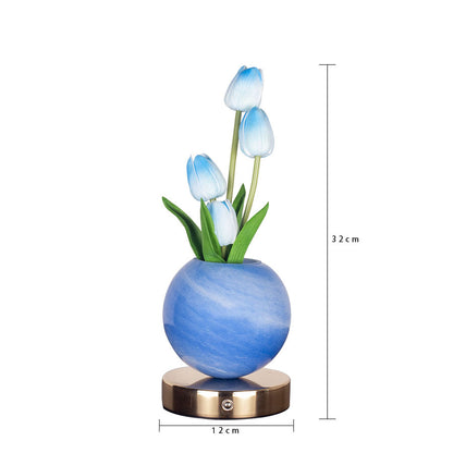 White Tulip Night Light - Floral Table Lamp for Bedroom Ambiance