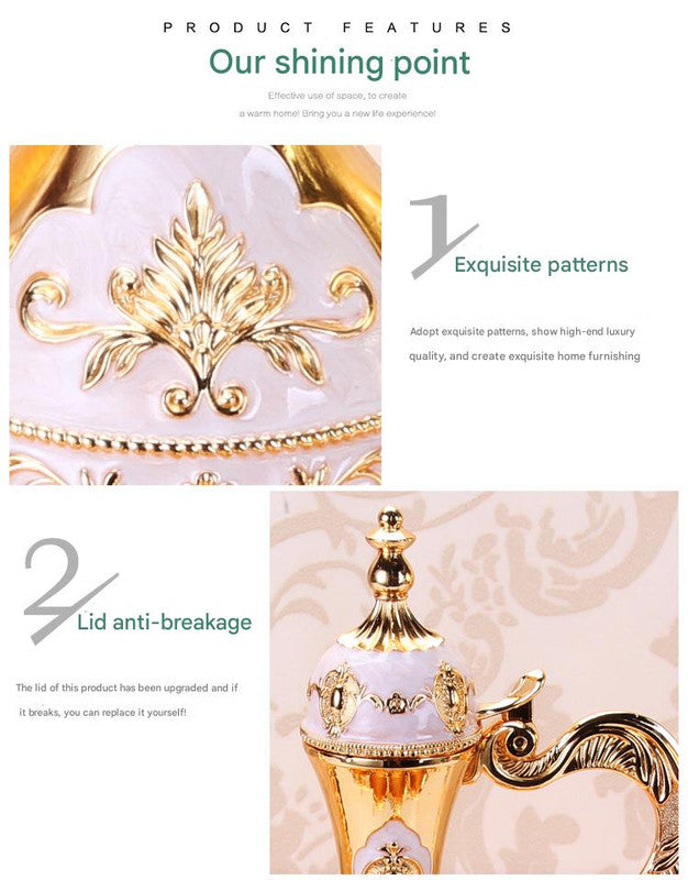Elegant Gold Metal Serving Set - Decanter, 6 Cups, Tray (Silver)