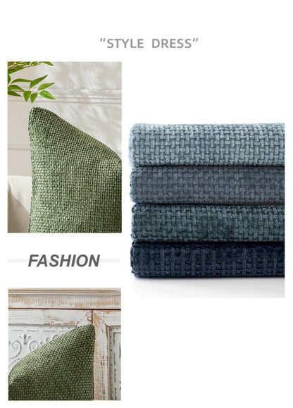 Light Grey Plush Chenille Cushion Covers Set of 2 - Soft Textured Decorative Throw Pillow Cases for Sofa Couch, 45x45cm