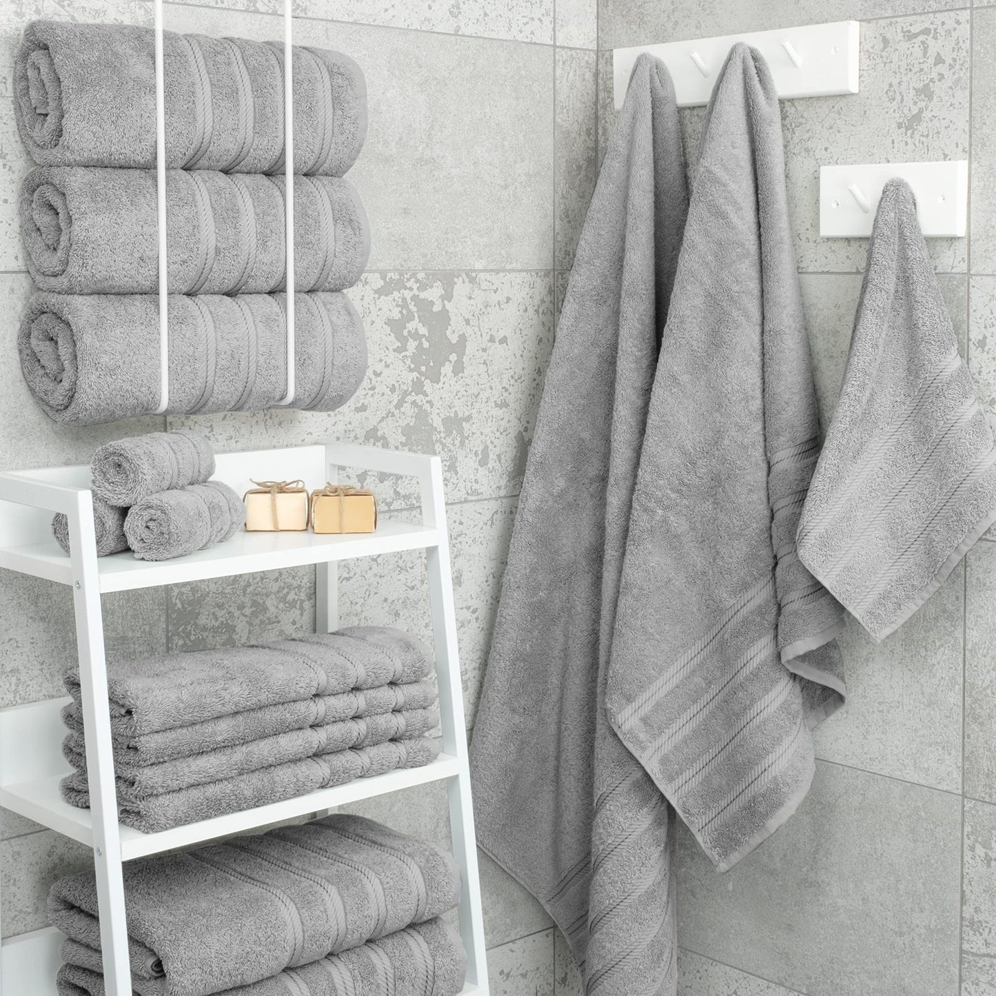 Orange Luxury 6-Piece Combed Cotton Towel Bale Set - Ultra Soft & Absorbent Bath, Hand, Face Towels