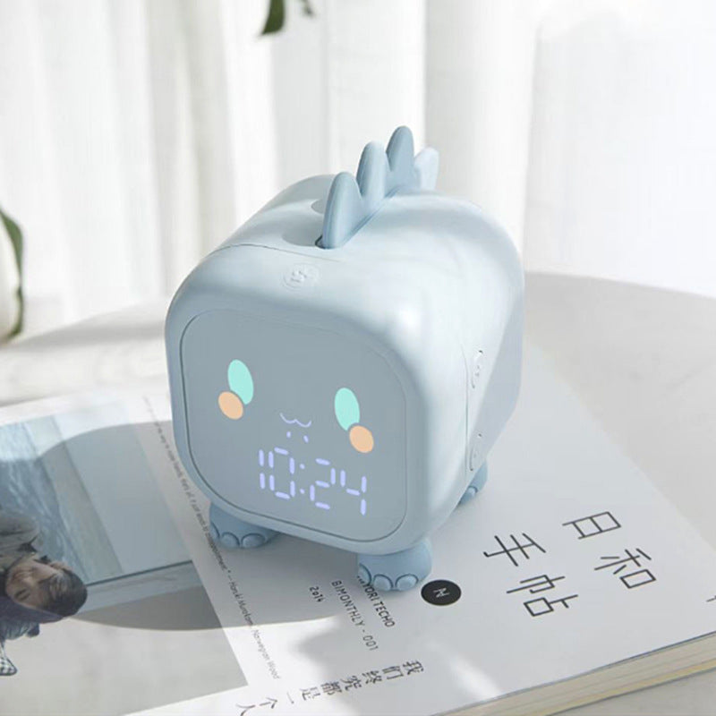 Cute Dinosaur Digital Alarm Clock for Kids - Sleep Trainer, Night Light, 6 Ringtones & Temperature Display(Blue)