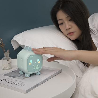 Cute Dinosaur Digital Alarm Clock for Kids - Sleep Trainer, Night Light, 6 Ringtones & Temperature Display(Blue)