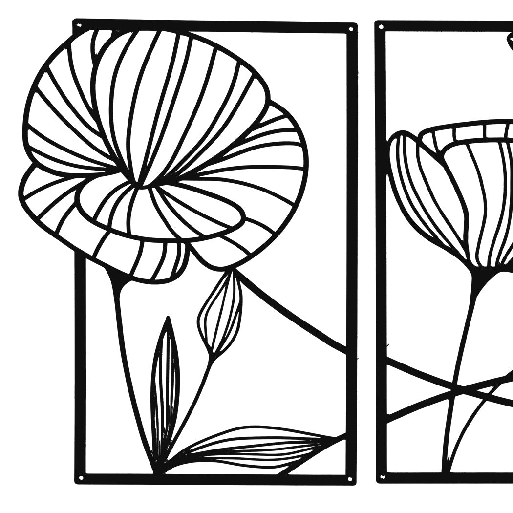 Yezi Metal Wall Art 4Pcs Floral Minimalist Line Decor-1910149776071069699